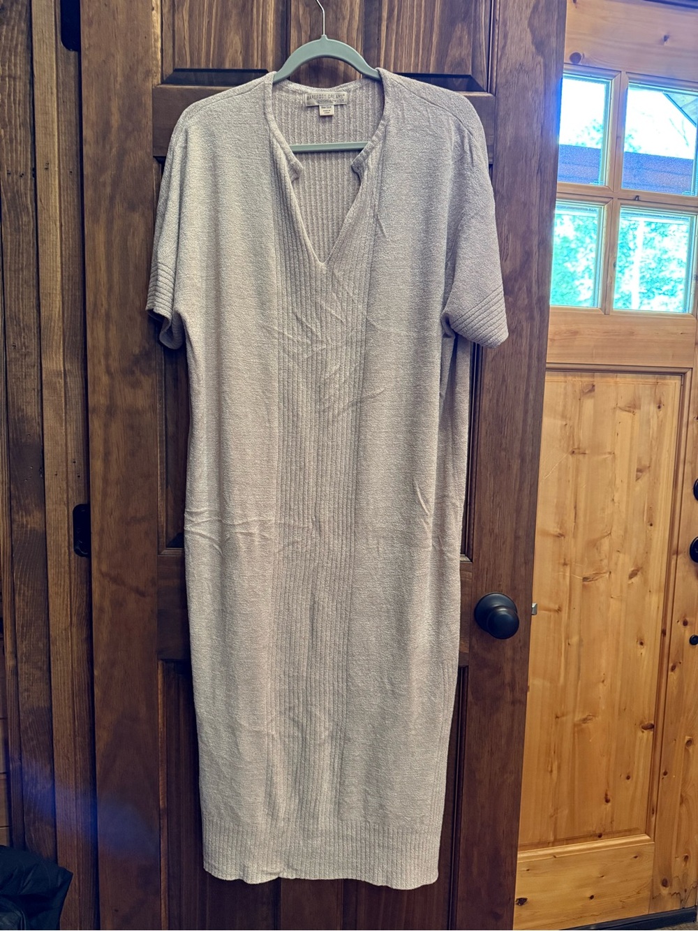 Barefoot Dreams Women's Short-Sleeve Caftan Dress in Taupe